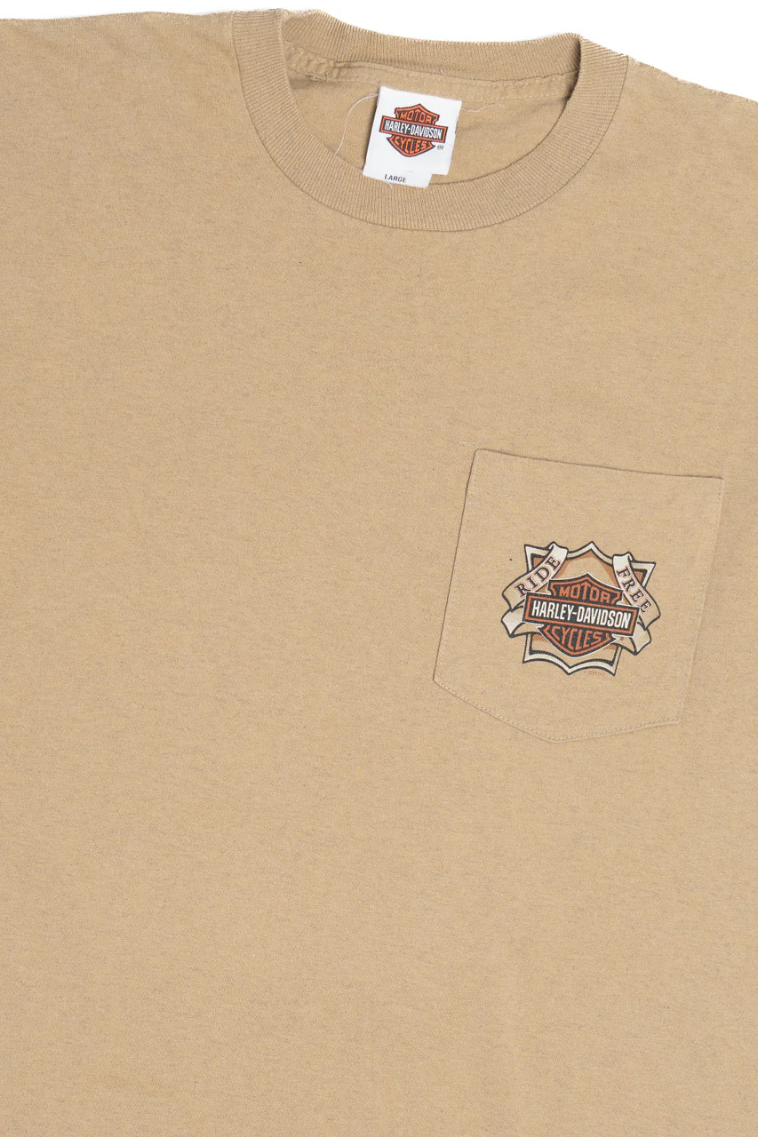Harley Davidson "Henderson Nevada" Patriotic American Flag Pocket T-Shirt (2000s) - Image 3