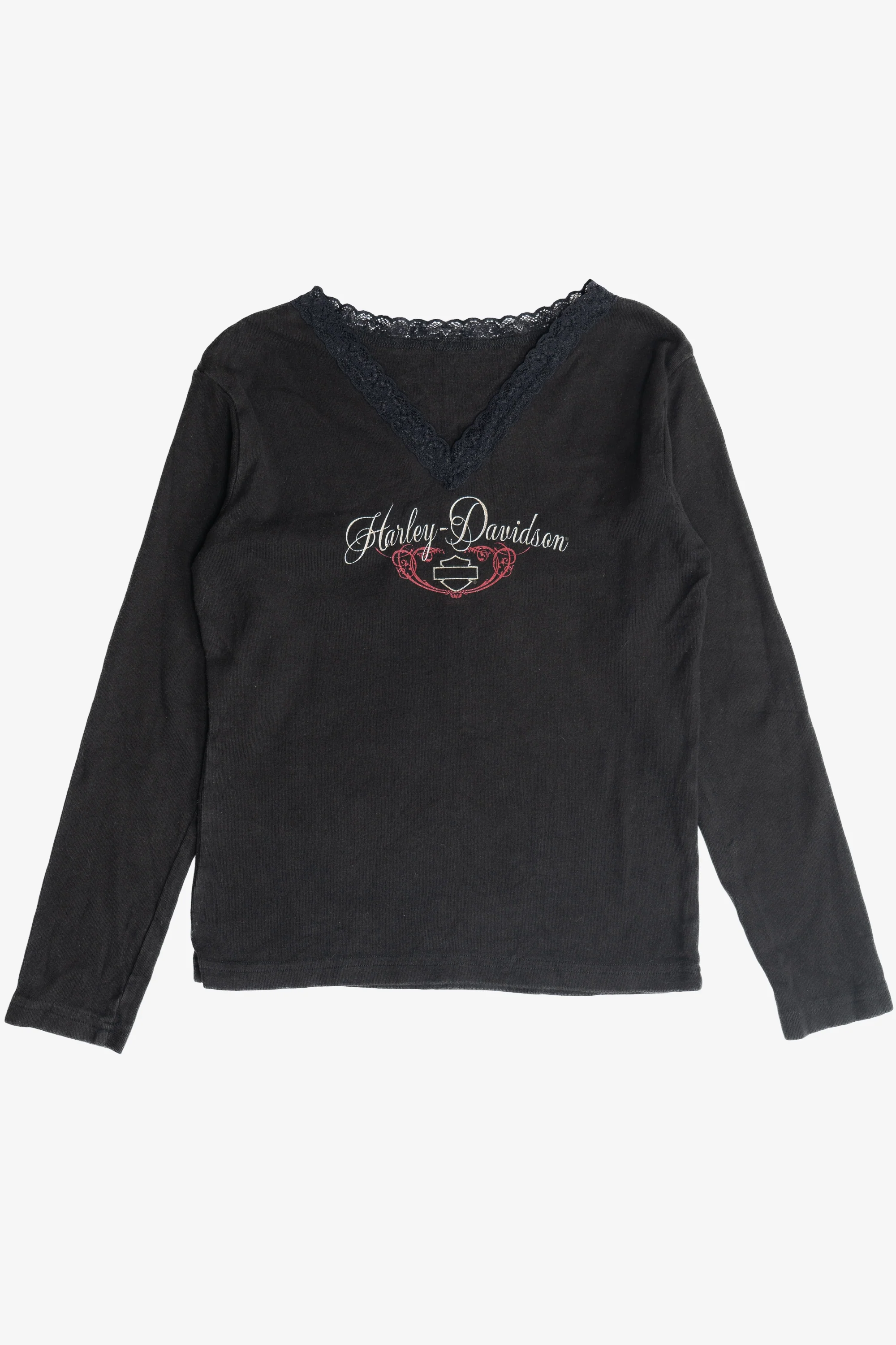 Harley Davidson Ribbed Lace Edge Long Sleeve T-Shirt (2000s)