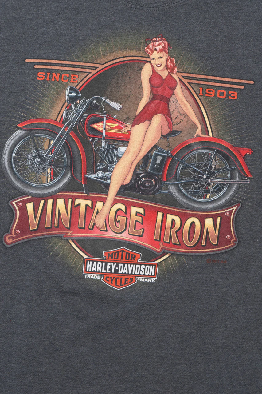 Harley Davidson "Vintage Iron" Pin-Up T-Shirt - Image 2