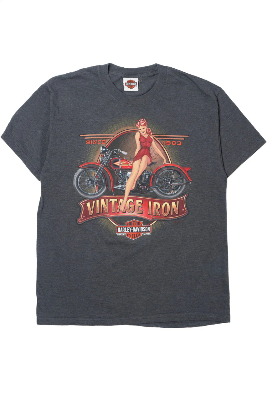 Harley Davidson "Vintage Iron" Pin-Up T-Shirt - Image 4