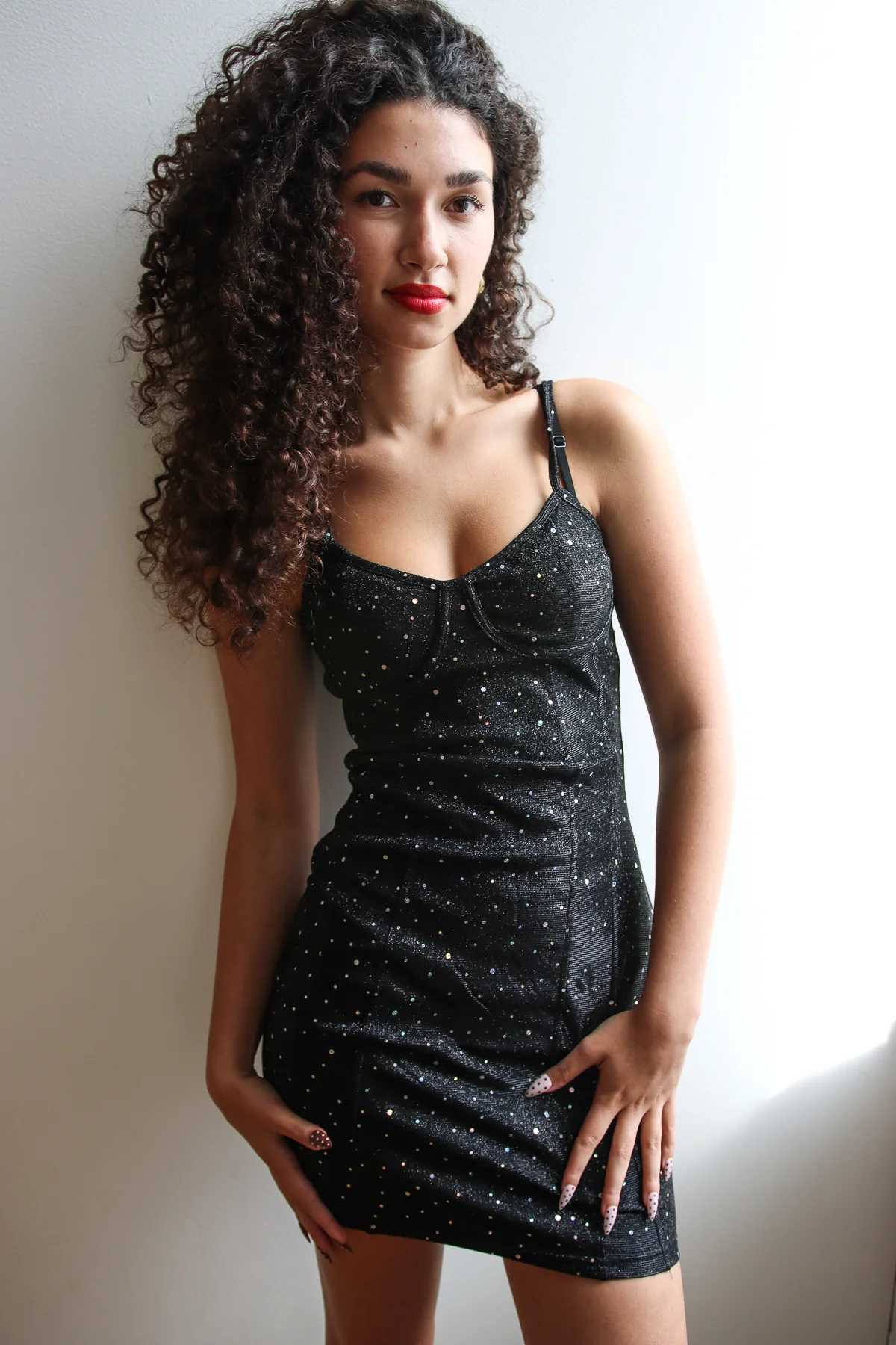 Holographic Glitter Bustier Mini Dress