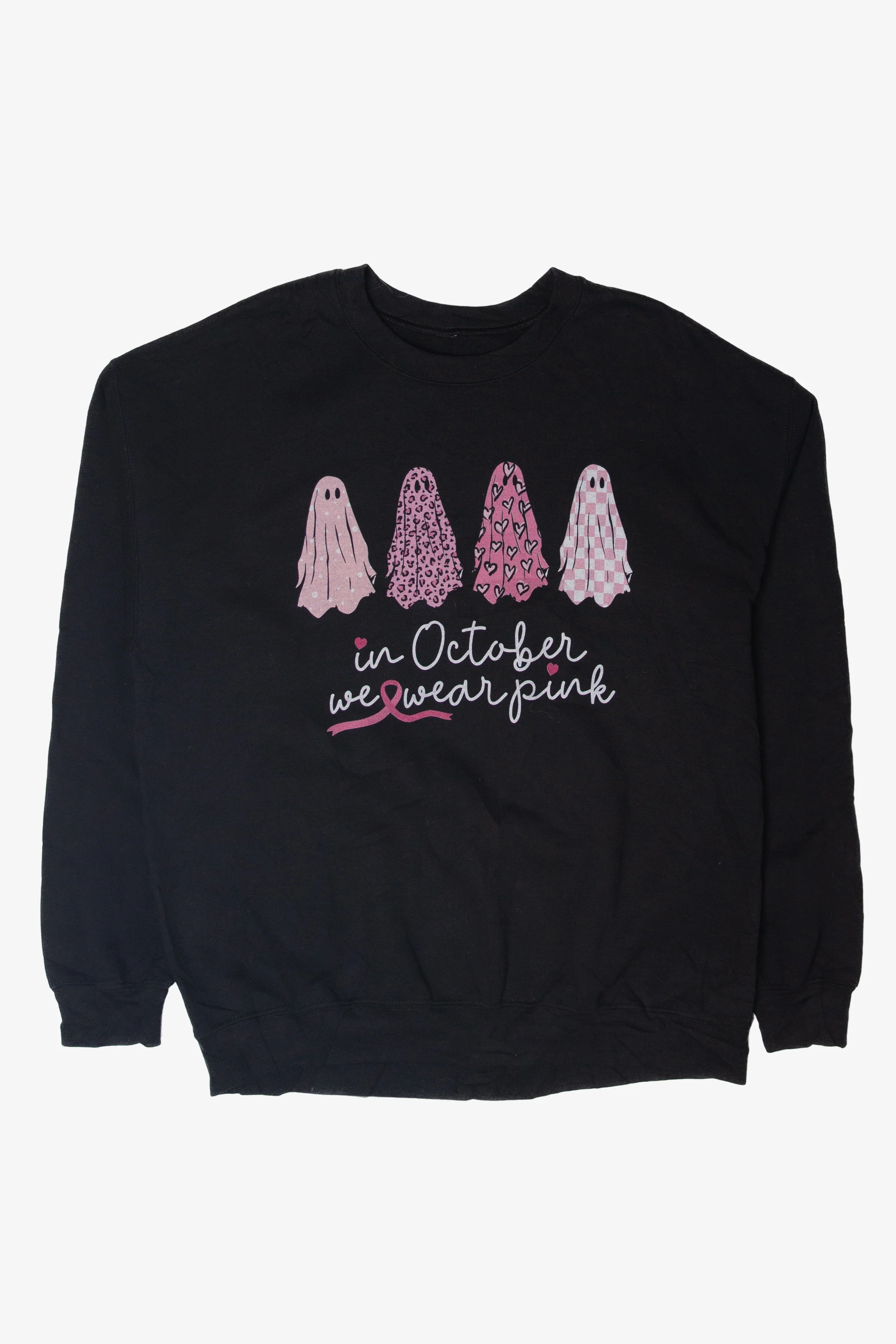 "In October We Wear Pink" Ghosts Halloween Sweatshirt