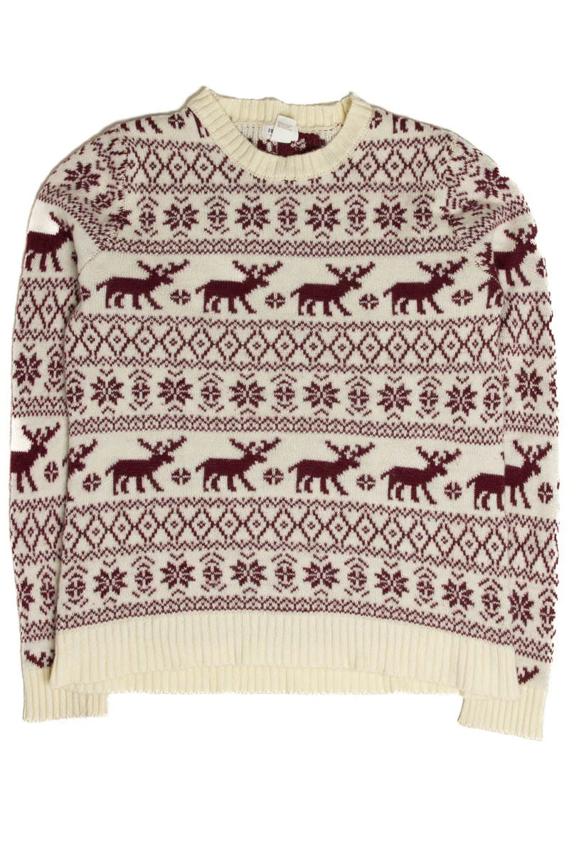 Ivory Reindeer Fair Isle Ugly Christmas Sweater 62070 - Image 2