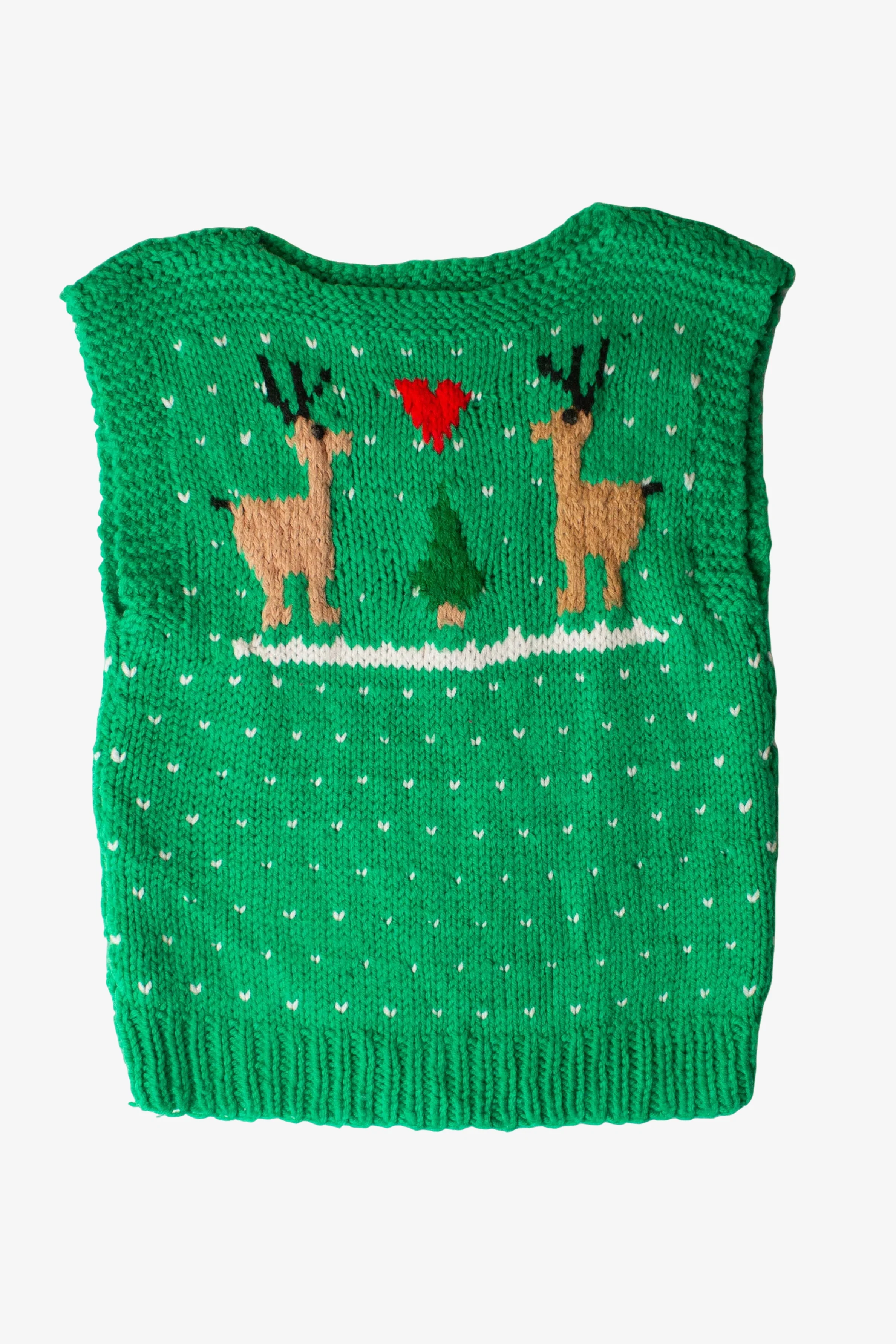 Kids Green Hand Knit Christmas Vest 63881