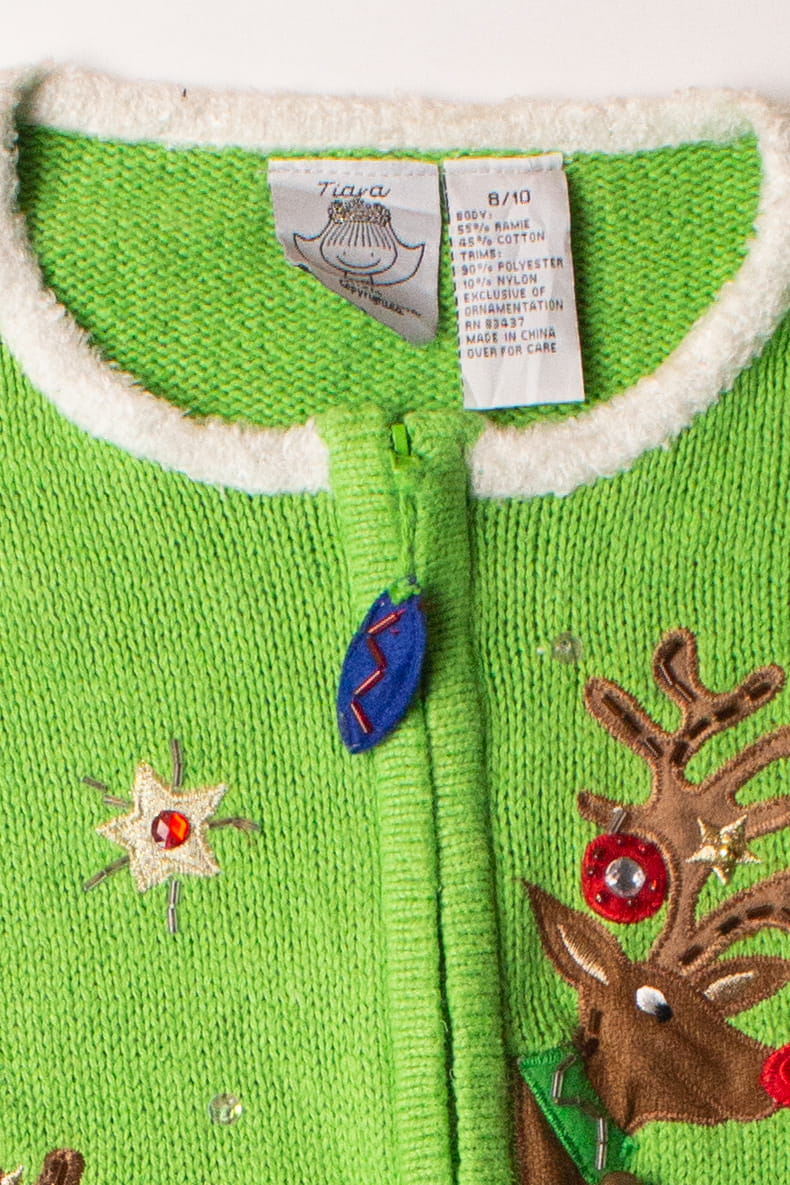 Kids Green Ugly Christmas Cardigan 63859 - Image 3