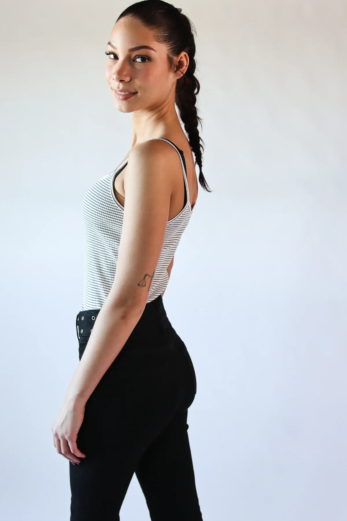 Lace Trim Striped Ribbed Cami - Image 4