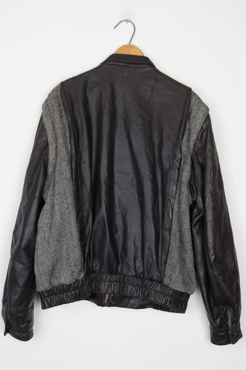 Two Tone Leather Jacket w/ Removable Sleeves