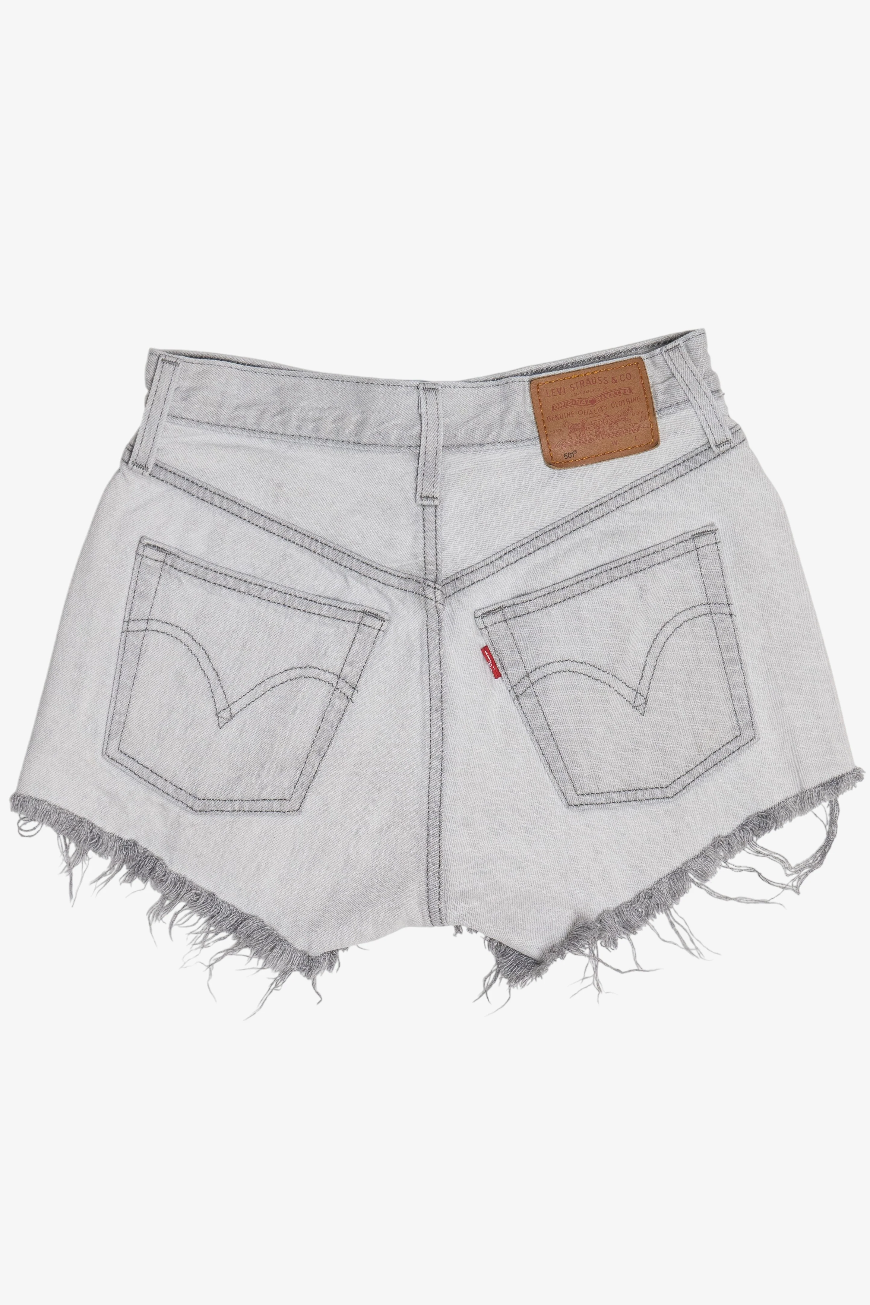 Levi's Premium 501 Button Fly Light Gray Denim Shorts (2020s) - Image 2