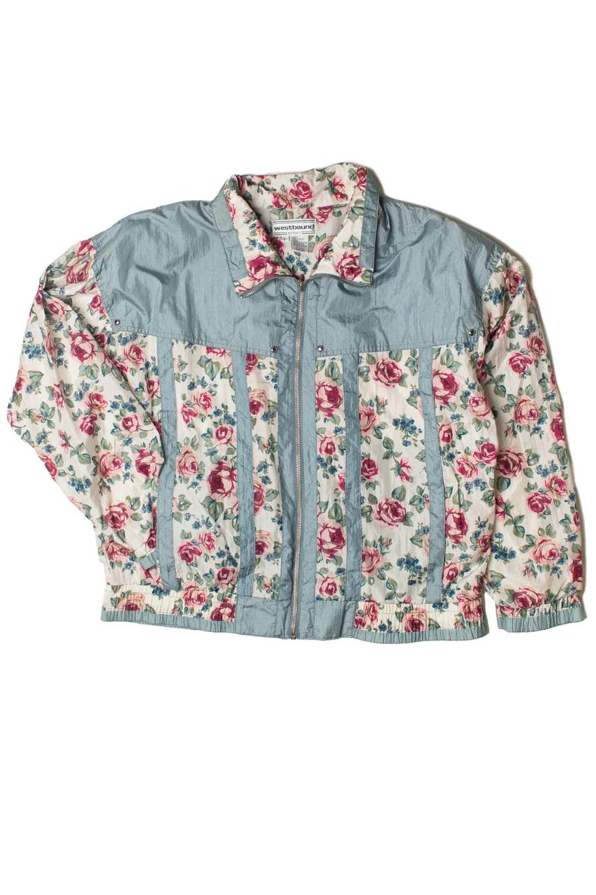 Light Blue Floral Rose Bouquet 90s Jacket - Image 3