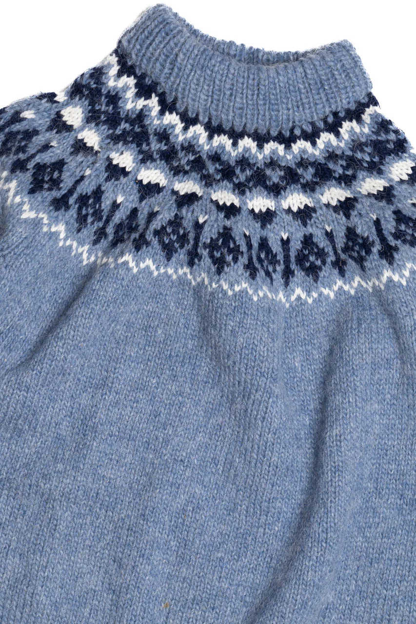 Light Blue Icelandic Wool Fair Isle Sweater 1073 - Image 2