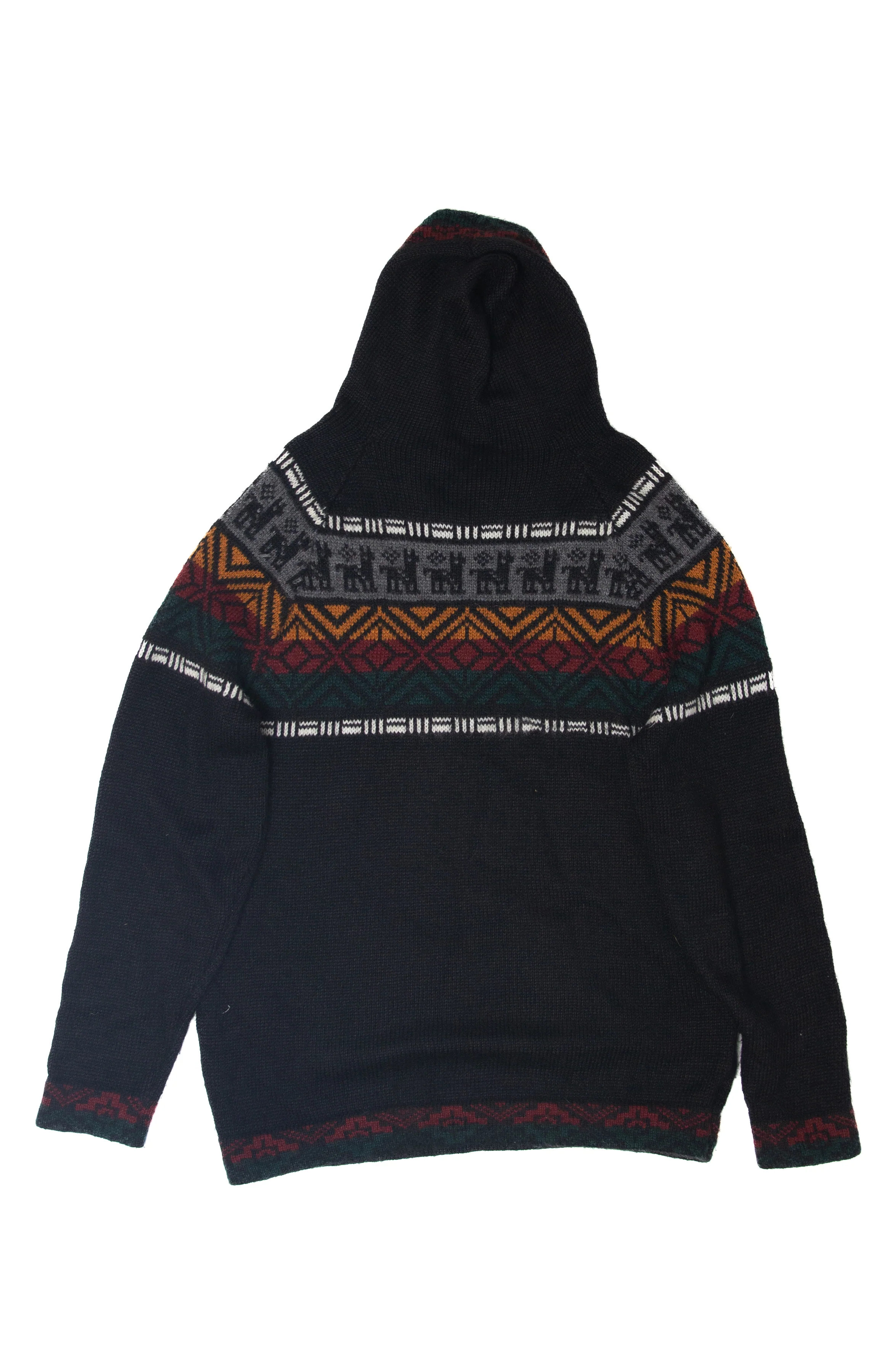 Alpaca Pattern Hooded Sweater With Front Pocket (2010s) - Image 2