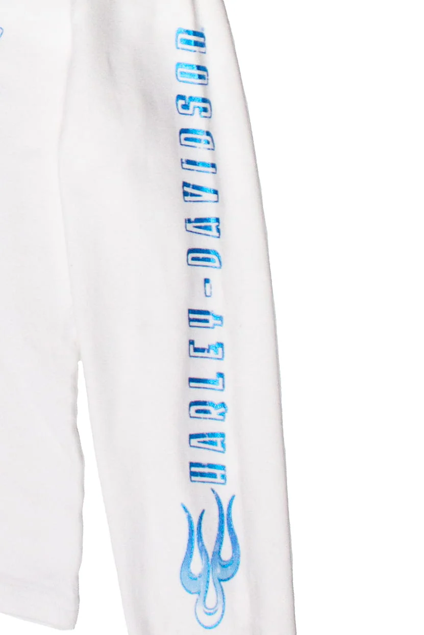 Long Sleeve Blue Flames Jones Harley Davidson T-Shirt (2007) - Image 2