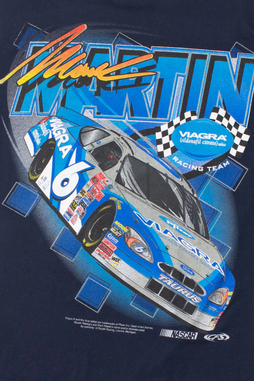 Mark Martin NASCAR Viagra Sponsored Front/Back Print T-Shirt - Image 2