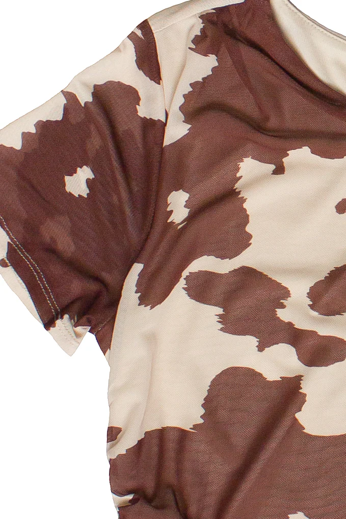Mesh Cow Print Asymmetrical Hem Tee - Image 6
