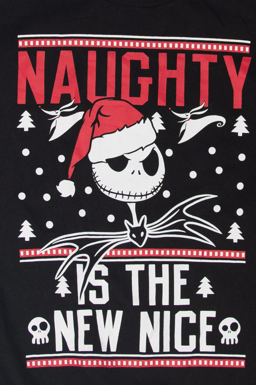 Modern "Naughty Is The New Nice" The Nightmare Before Christmas Ugly Christmas Sweatshirt - Image 2