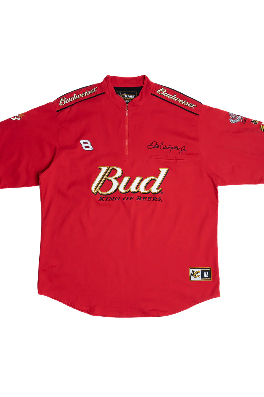 NASCAR Budweiser Dale Earnhardt Jr. Embroidered Quarter Zip Racing T-Shirt