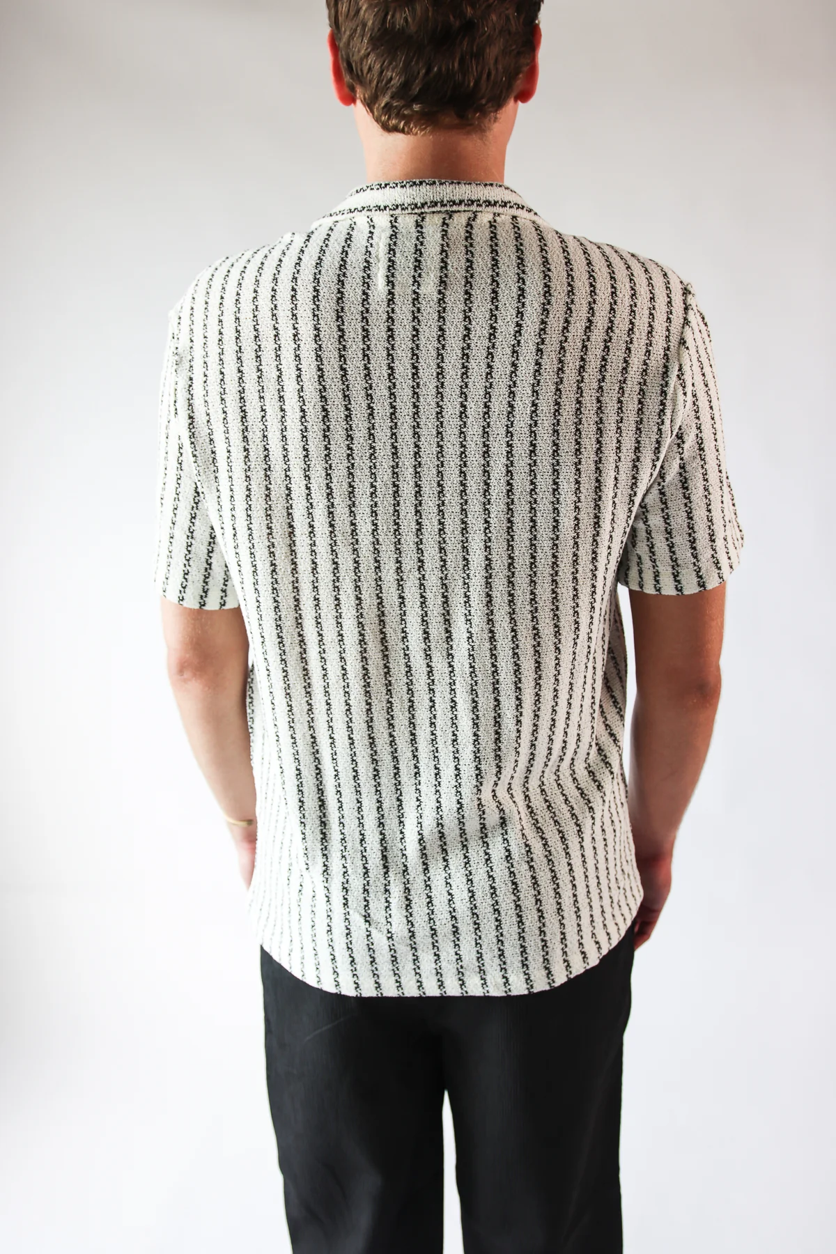 Natural Striped Woven Button Up Shirt - Image 7