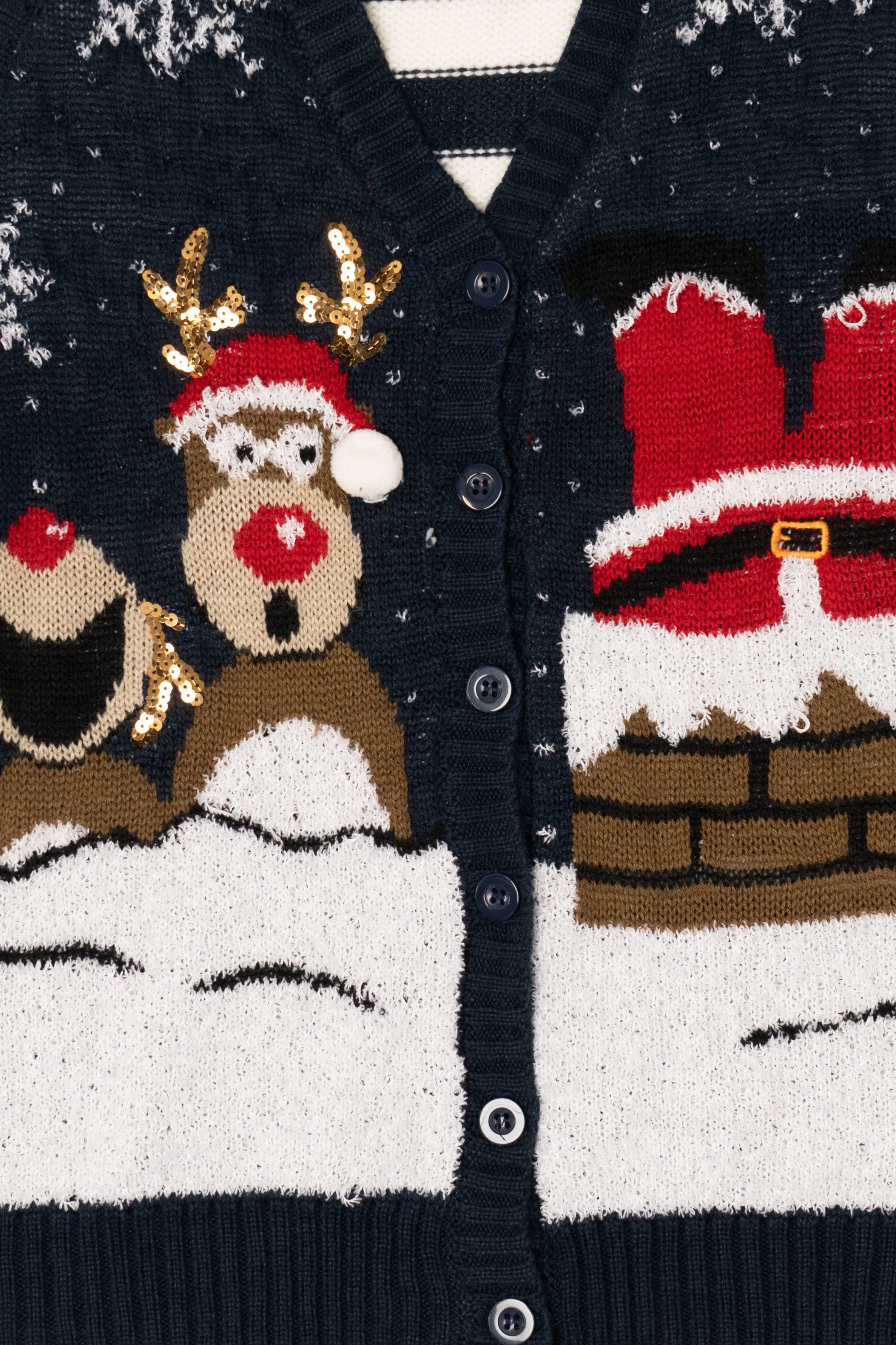 Navy Blue No Boundaries Santa Stuck Ugly Christmas Vest (2010s) - Image 3