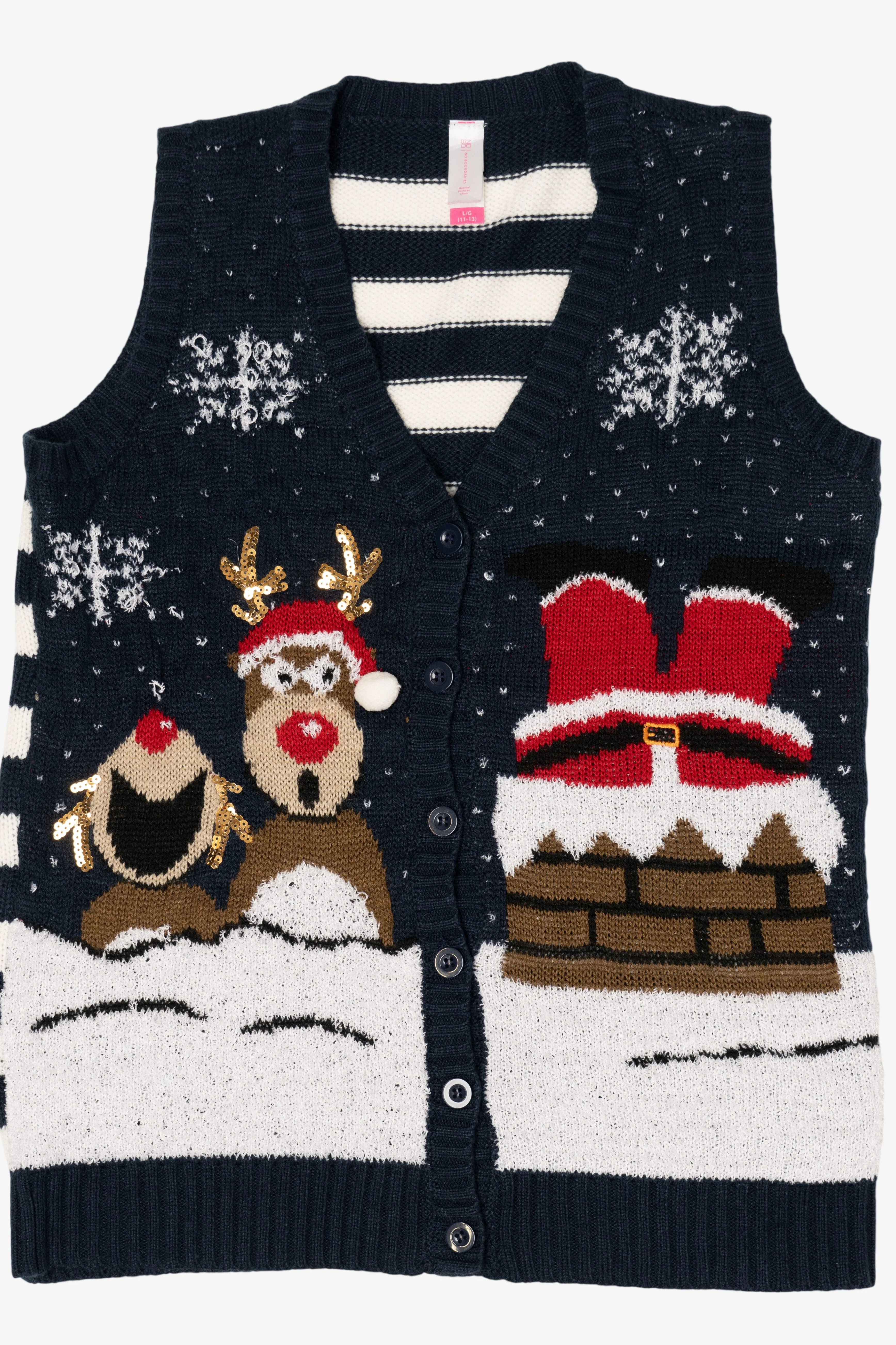 Navy Blue No Boundaries Santa Ugly Christmas Vest (2010s) - Image 5