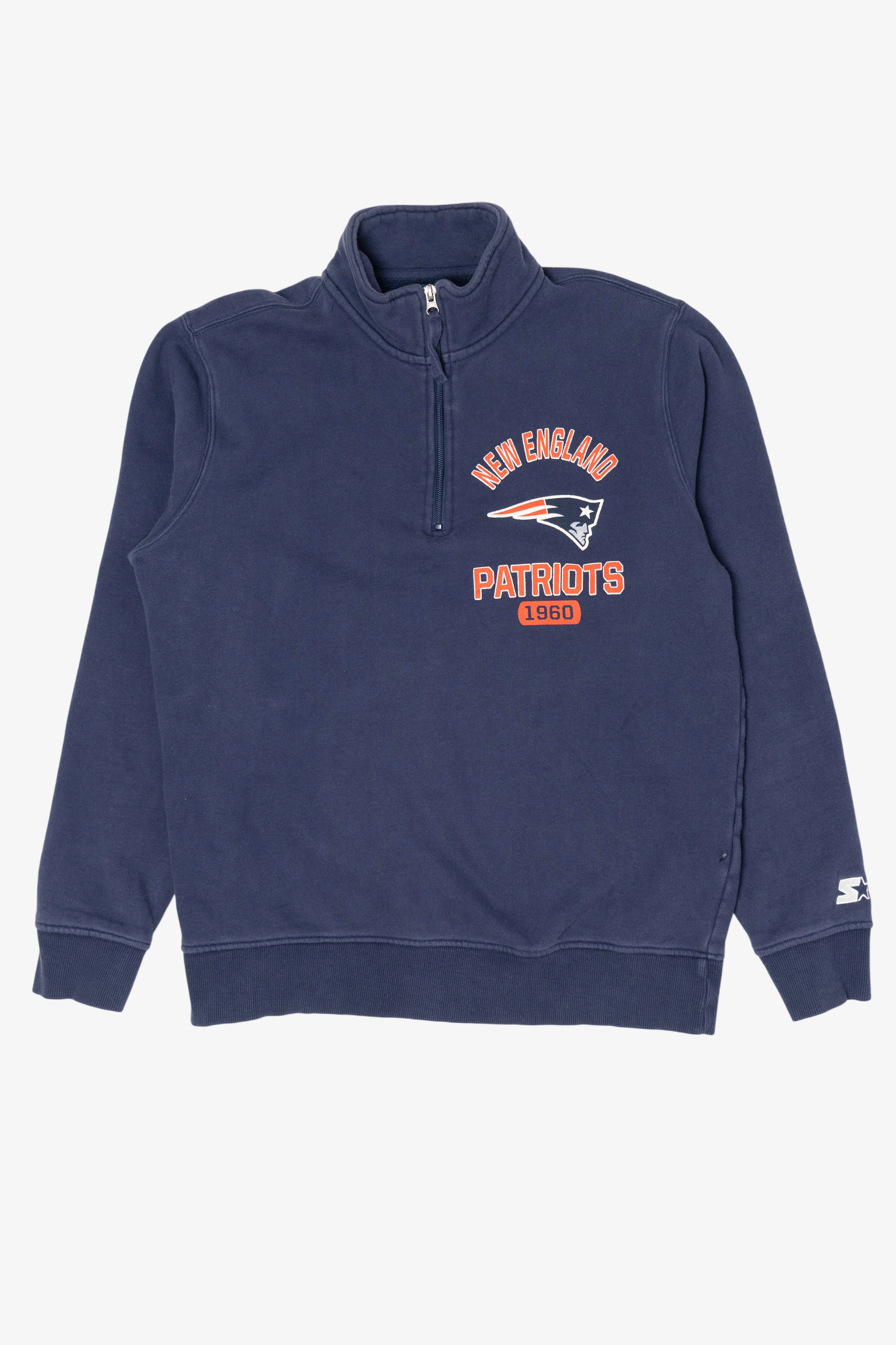 Navy Blue Starter New England Patriots Quarter Zip Sweatshirt (2010s)