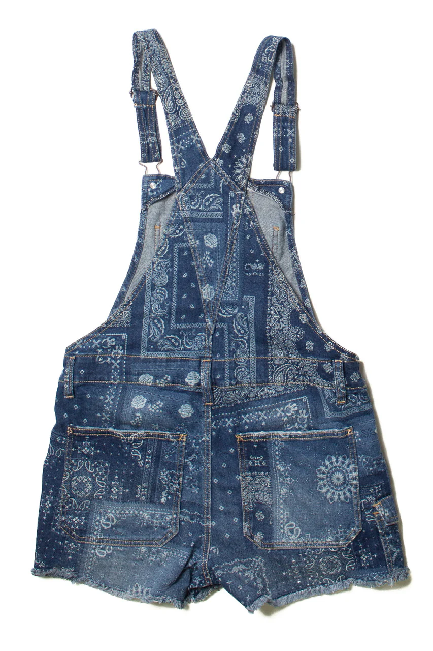 No Boundaries Juniors Bandana Print Overall Shorts - Image 2