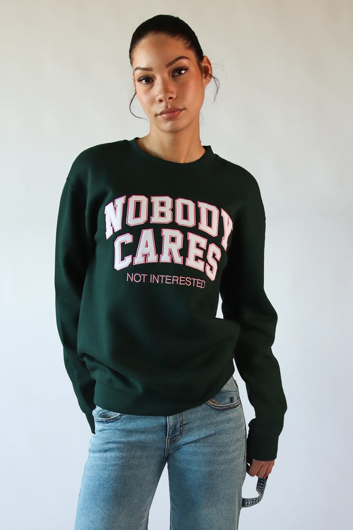 Nobody Cares Embroidered Sweatshirt