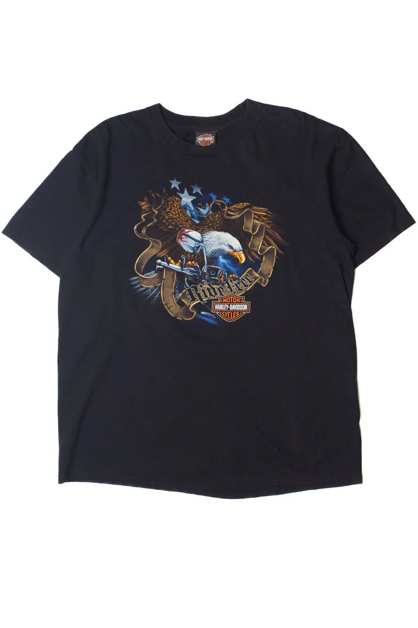 Ocean City Maryland "Ride Free" Eagle Harley Davidson T-Shirt (2009) - Image 4
