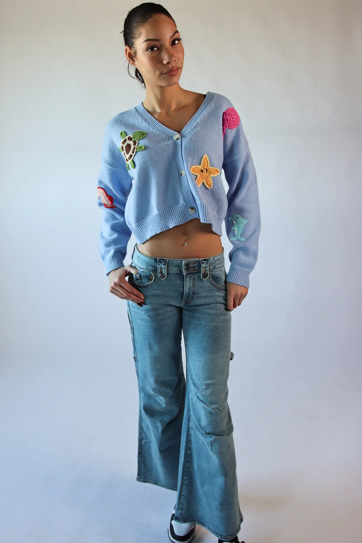 Ocean Life Crochet Applique Cardigan - Image 4