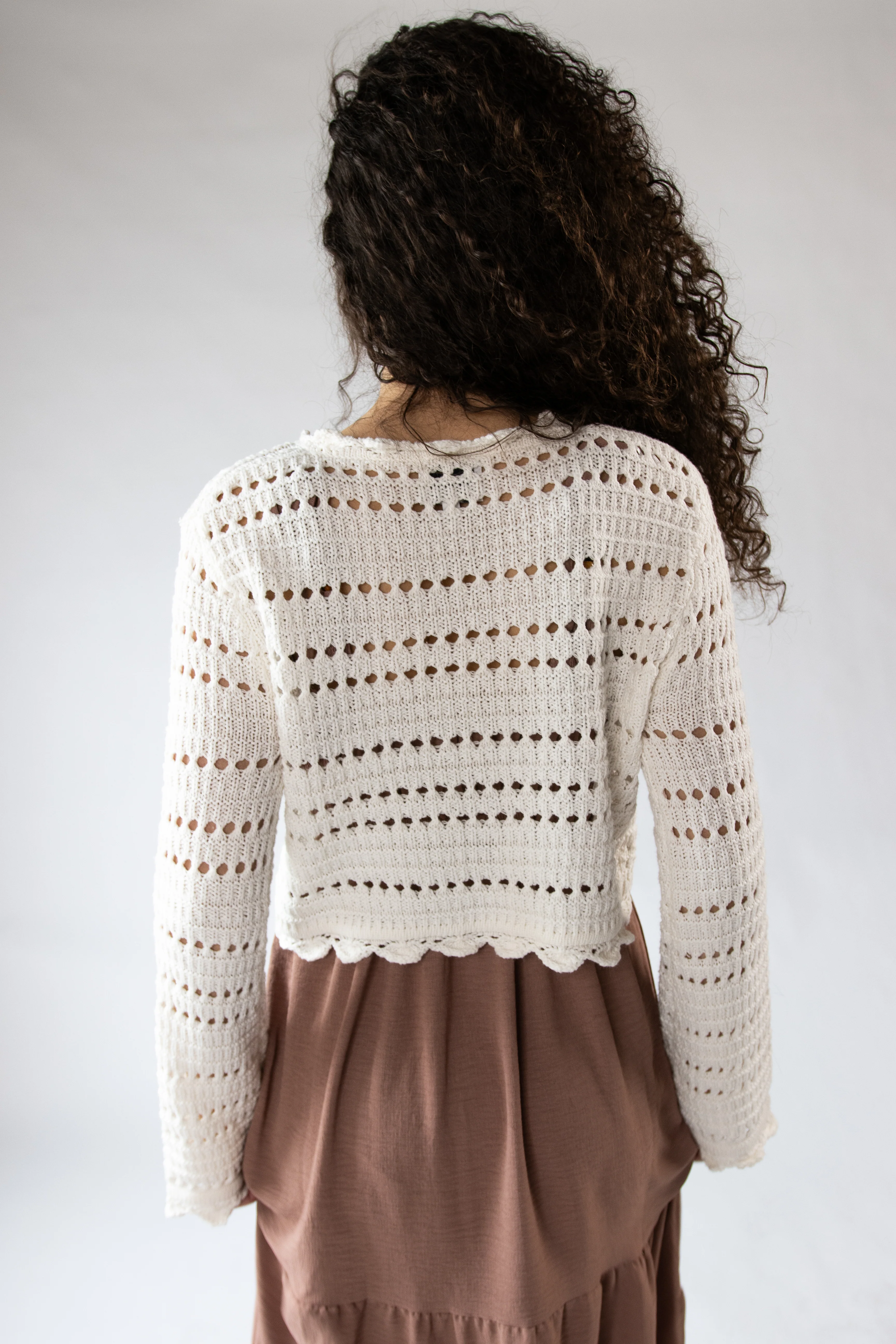 Open Knit Tie Front Cardigan - Image 8