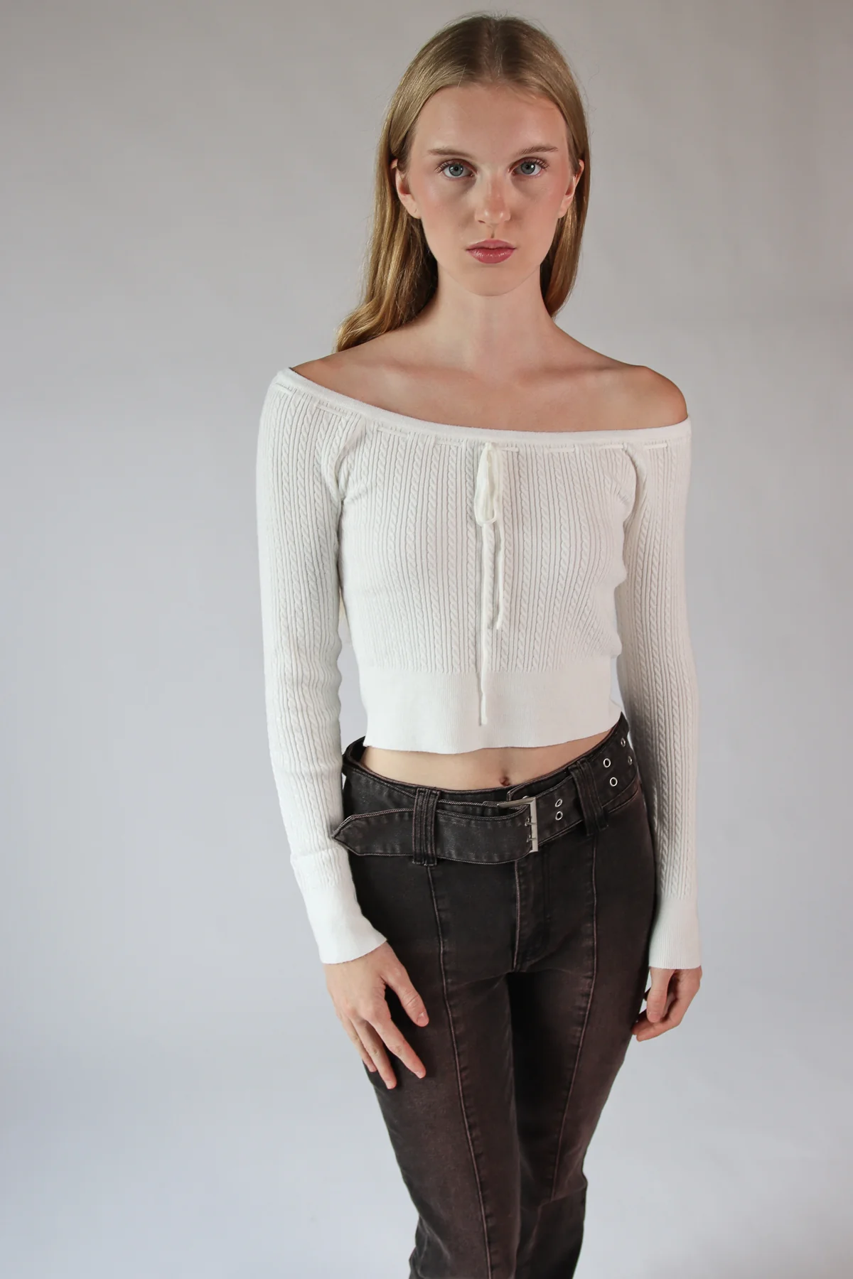 Over The Shoulder Cable Knit Sweater
