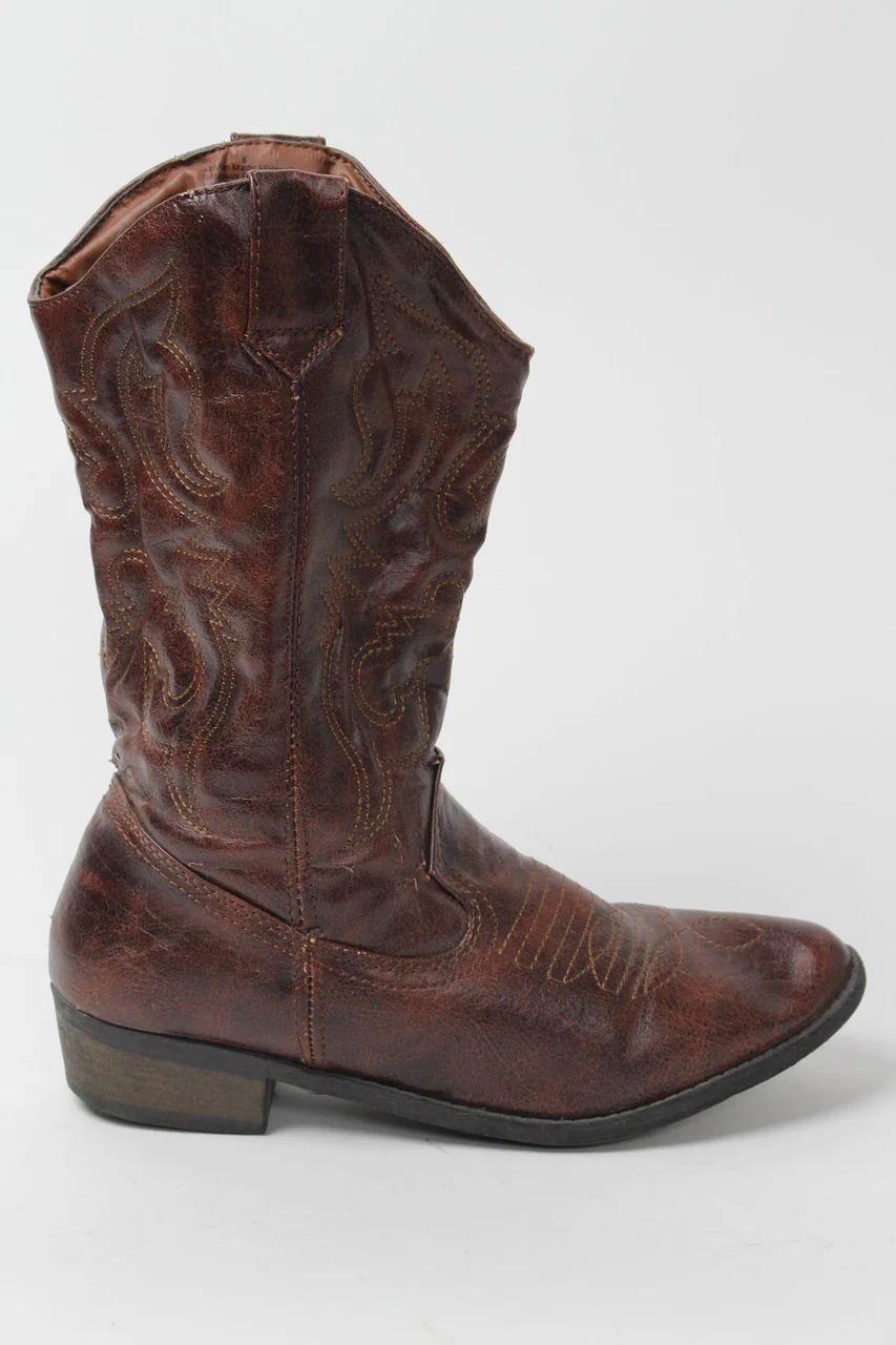 1265 Brown Cowboy Boots Size 6 - Image 4