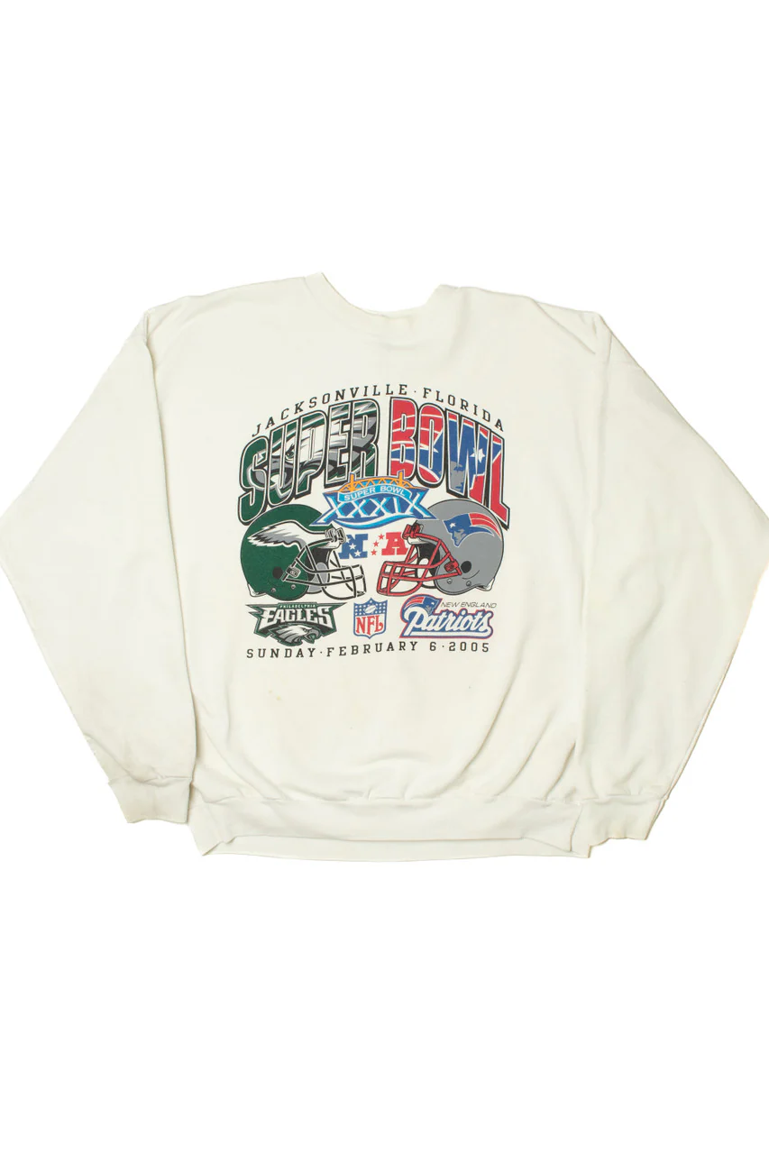 2005 Super Bowl XXXIX Eagles Vs Patriots Sweatshirt - Image 2