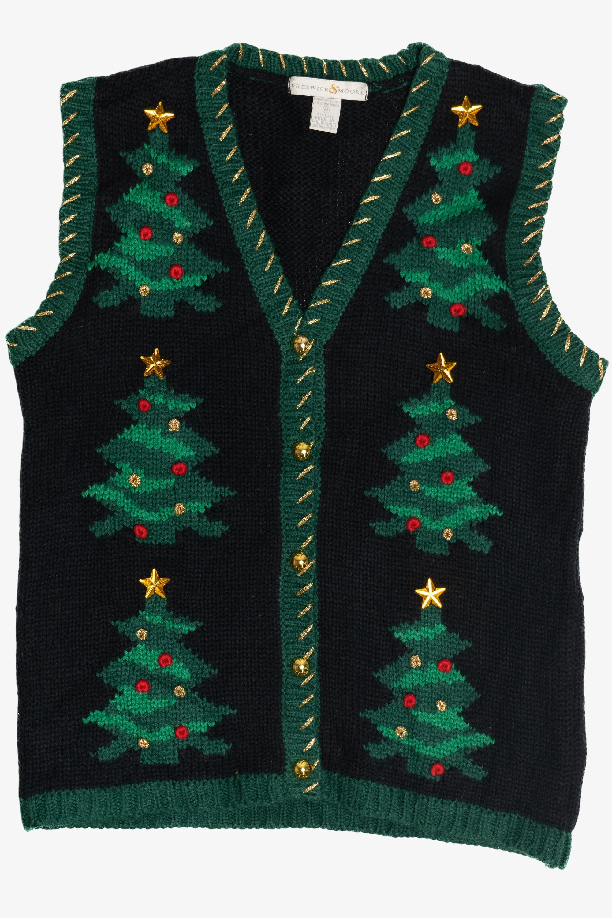 Preswick & Moore Ugly Christmas Trees Knit Vest