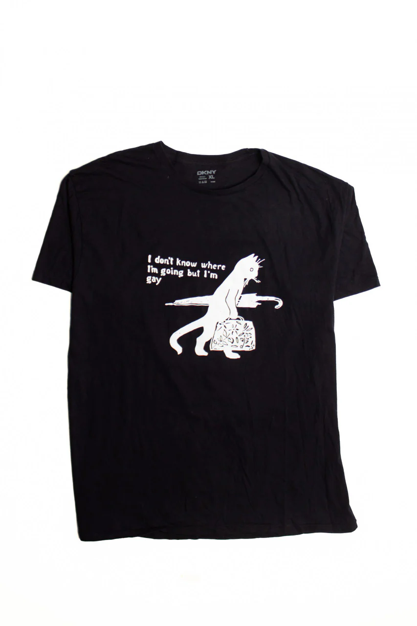 Black Gay Cat Screen Print T-Shirt - Image 2