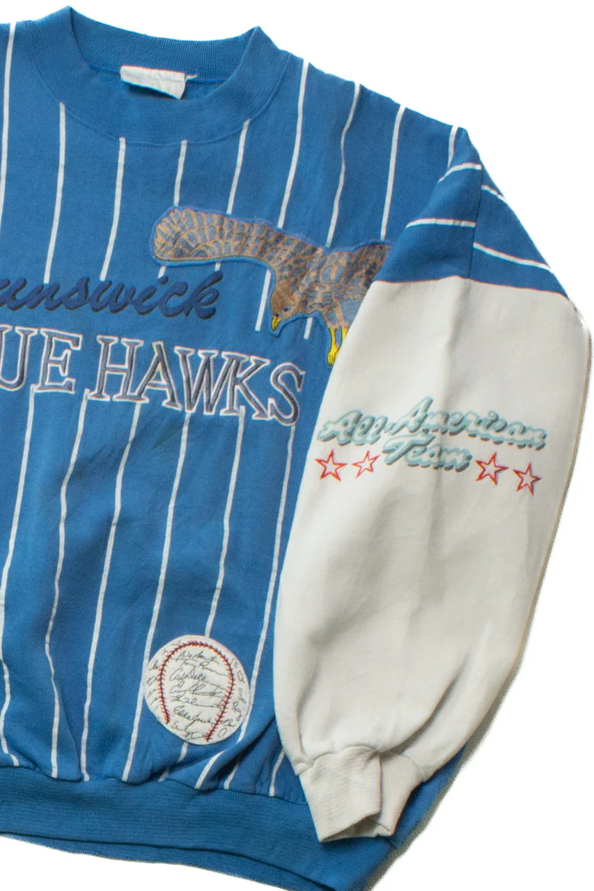 Rare Vintage Brunswick Blue Hawks Sweatshirt (1990s) - Image 4
