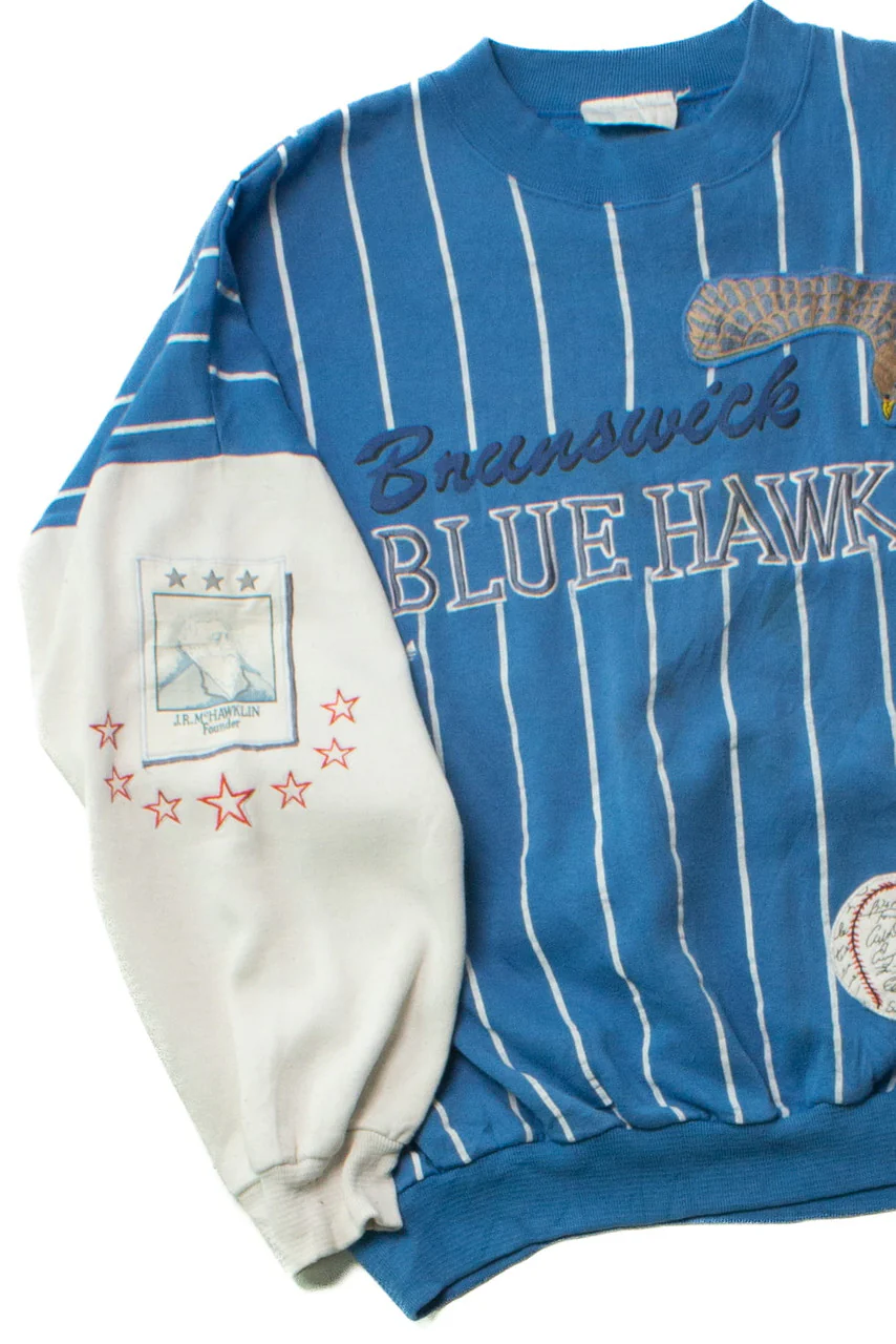 Rare Vintage Brunswick Blue Hawks Sweatshirt (1990s) - Image 5