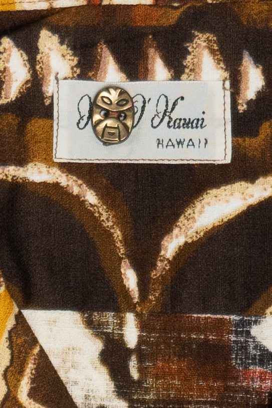 Rare Vintage Hawaiian Shirt Kay O' Kauai With Tiki Buttons 40/50s - Image 5