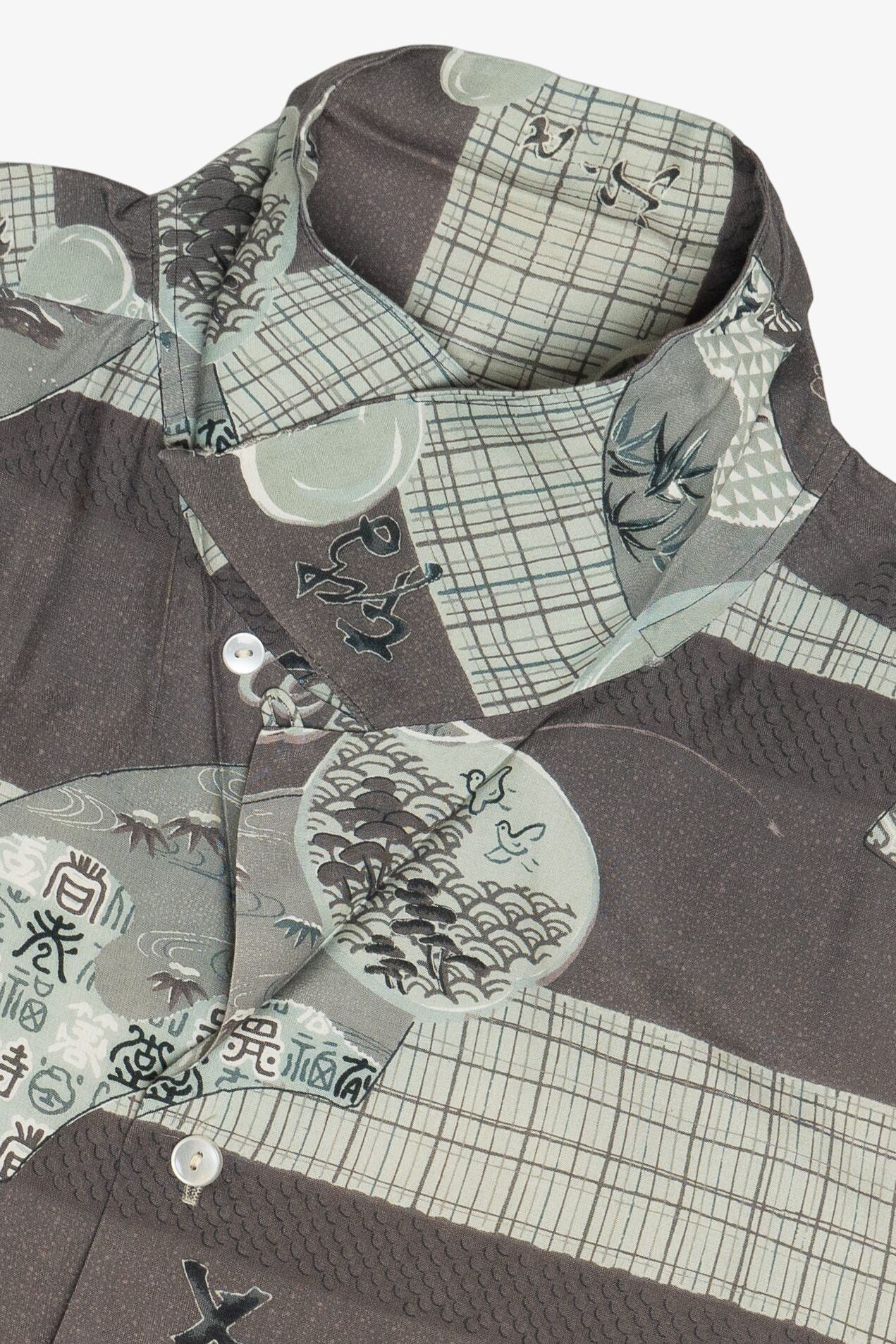 Rare Vintage Hawaiian Shirt With Loop Collar Hand Printed 40/50s - Image 3