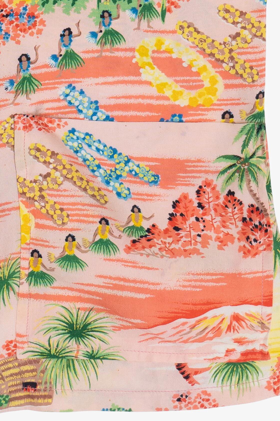 Rare Vintage Hawaiian Sleeveless Double Pocket Mandarin Collar Shirt Royal Hawaiian "Aloha" 40/50s - Image 4