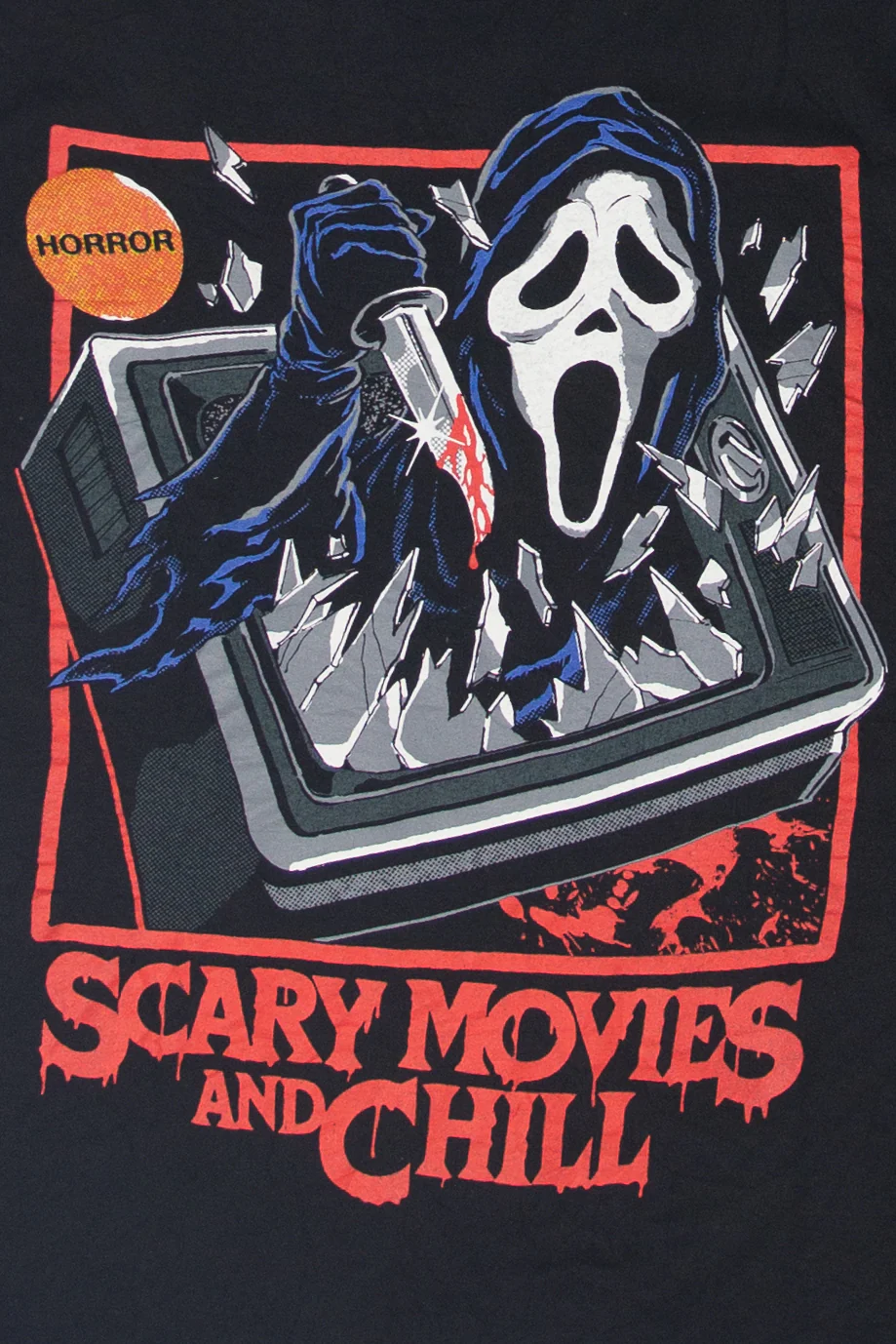 Recycled Ghost Face Scary Movies And Chill T-Shirt (2020s) - Image 2