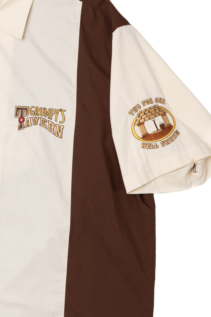 Recycled "Grumpy's Tavern" Embroidered Disneyland Resort Button Up Shirt - Image 3