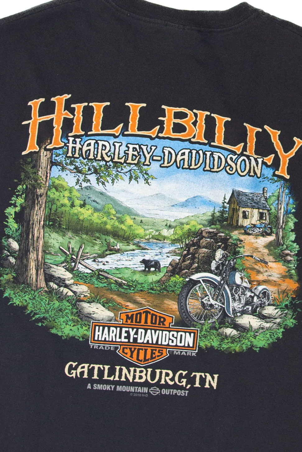 Recycled Hillbilly Gatlinburg Harley Davidson Sleeveless T-Shirt (2010s) - Image 3