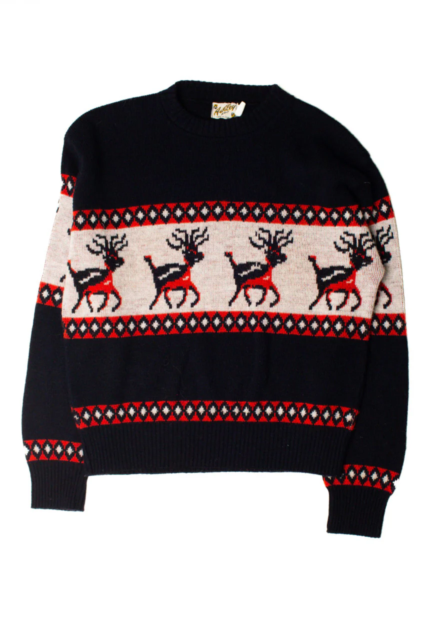 Red and Black Reindeer Ugly Christmas Pullover 59424 - Image 2