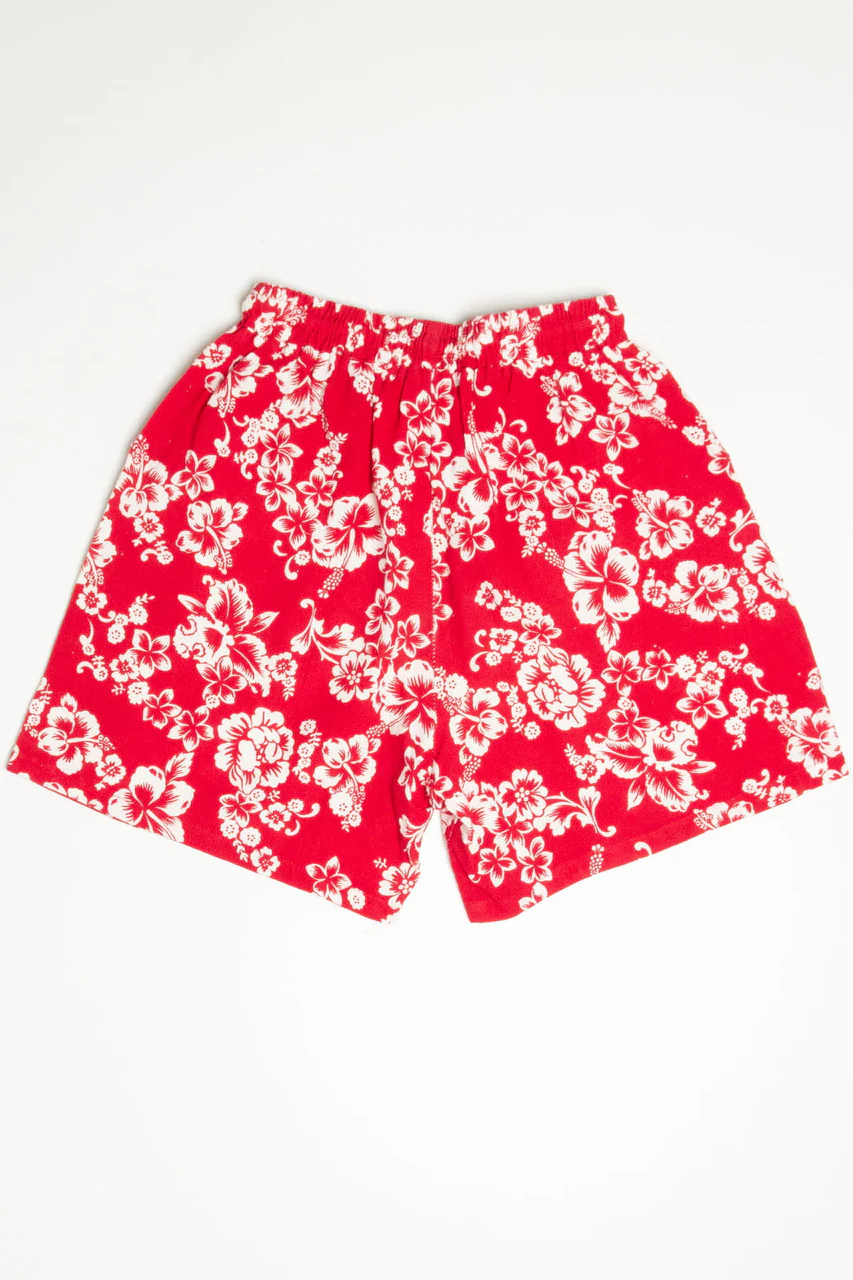 Red Hawaiian Print Surf Style Shorts (sz. Large)