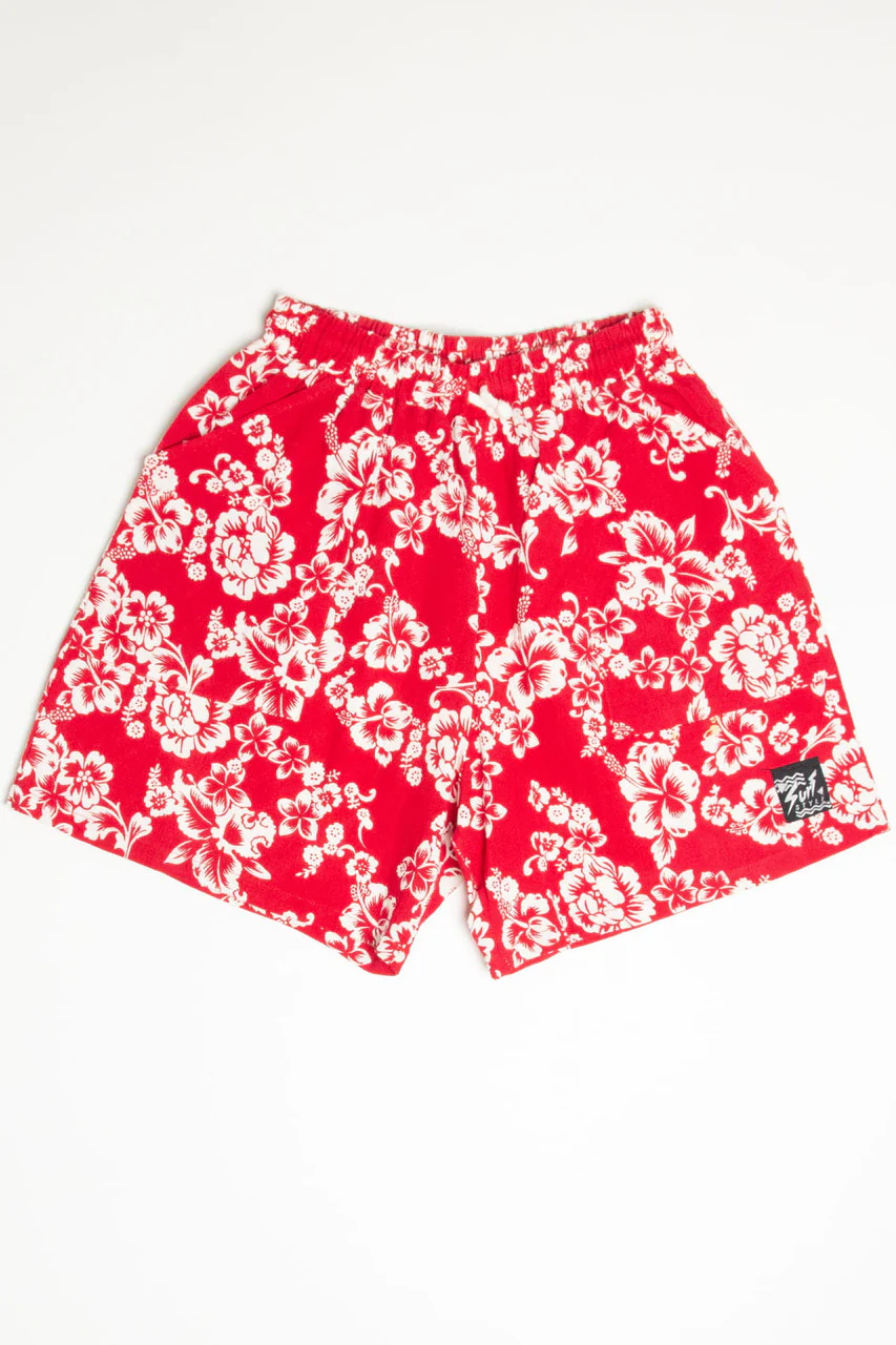 Red Hawaiian Print Surf Style Shorts (sz. Large) - Image 2