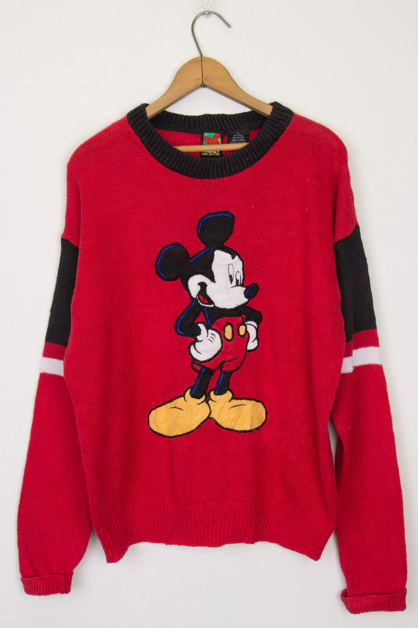 Red Mickey Knit Sweater - Image 2