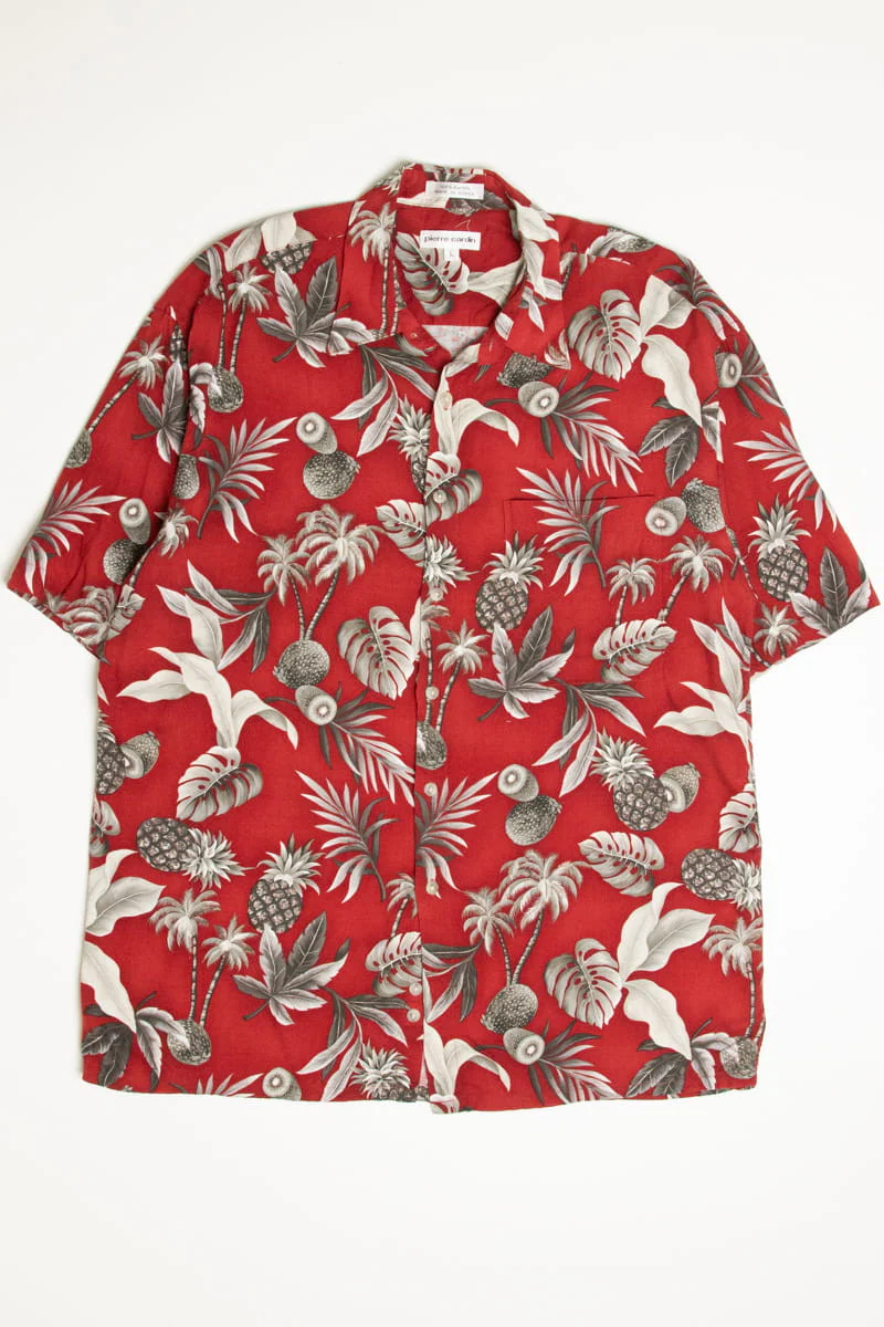 Red Tropical Fruit Pierre Cardin Hawaiian Shirt - Image 2