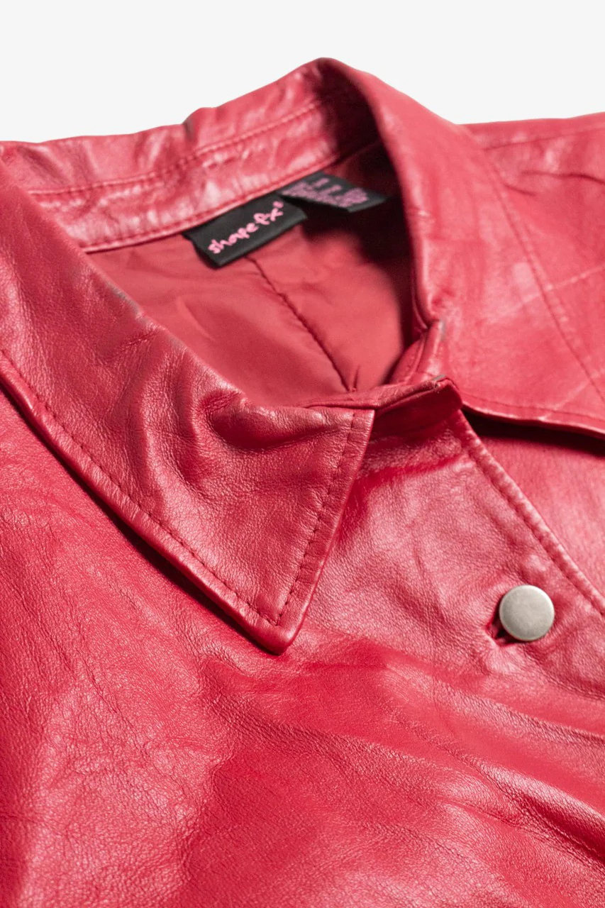 Red Women's Shape Fix Leather Jacket 256 - Image 2