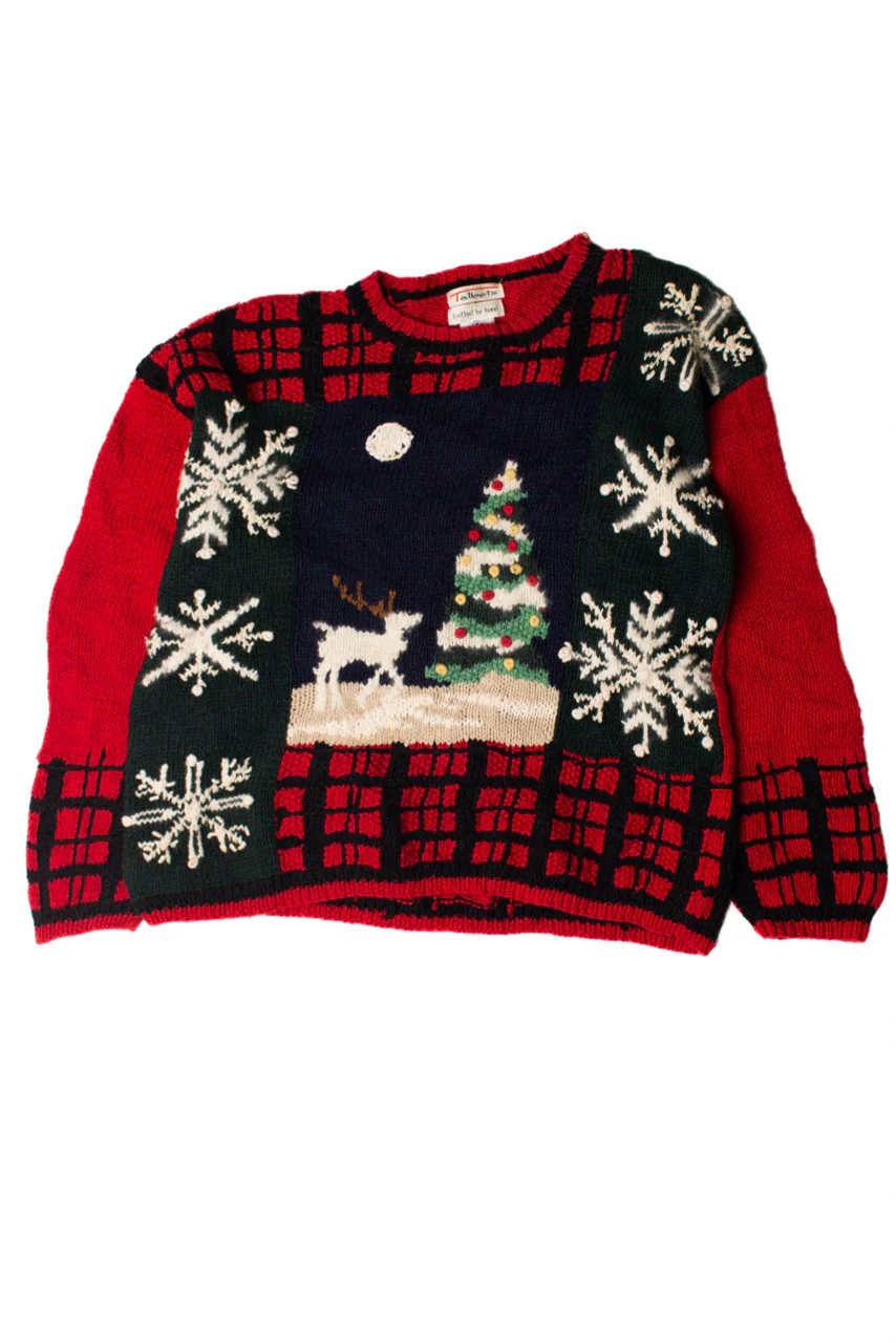 Reindeer Ponders the Tree Ugly Christmas Pullover 59391 - Image 2