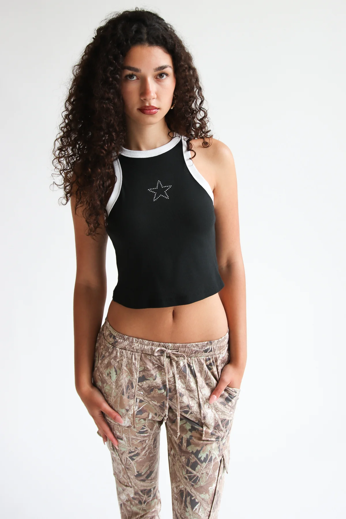 Rhinestone Star Ringer Crop Tank Top - Image 2